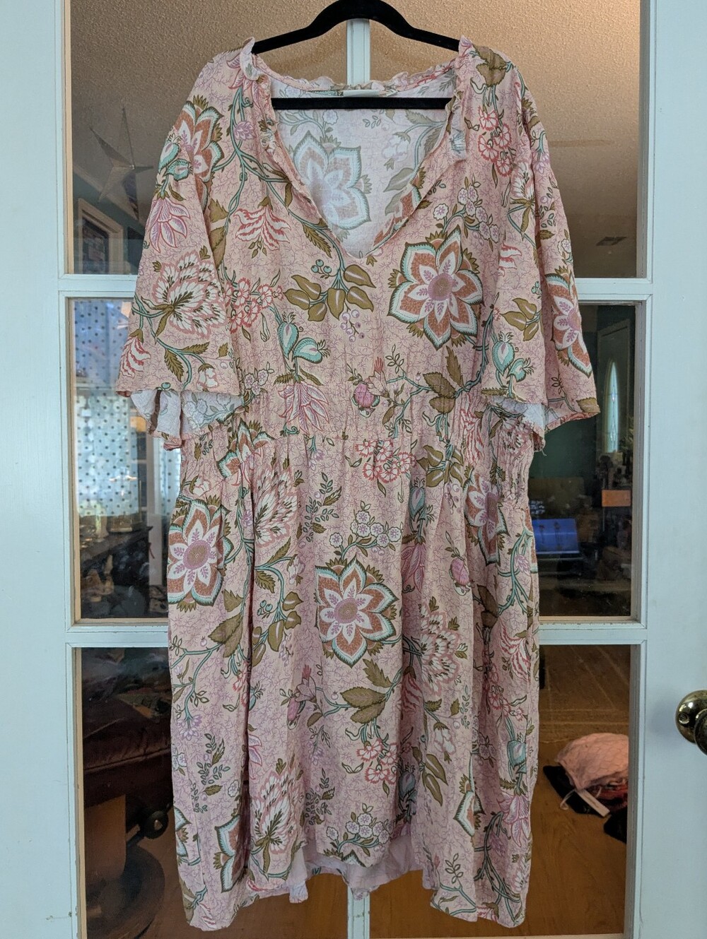 Spartina Elayne Splitneck Dress In Calm Waters Floral Chintz Size XL